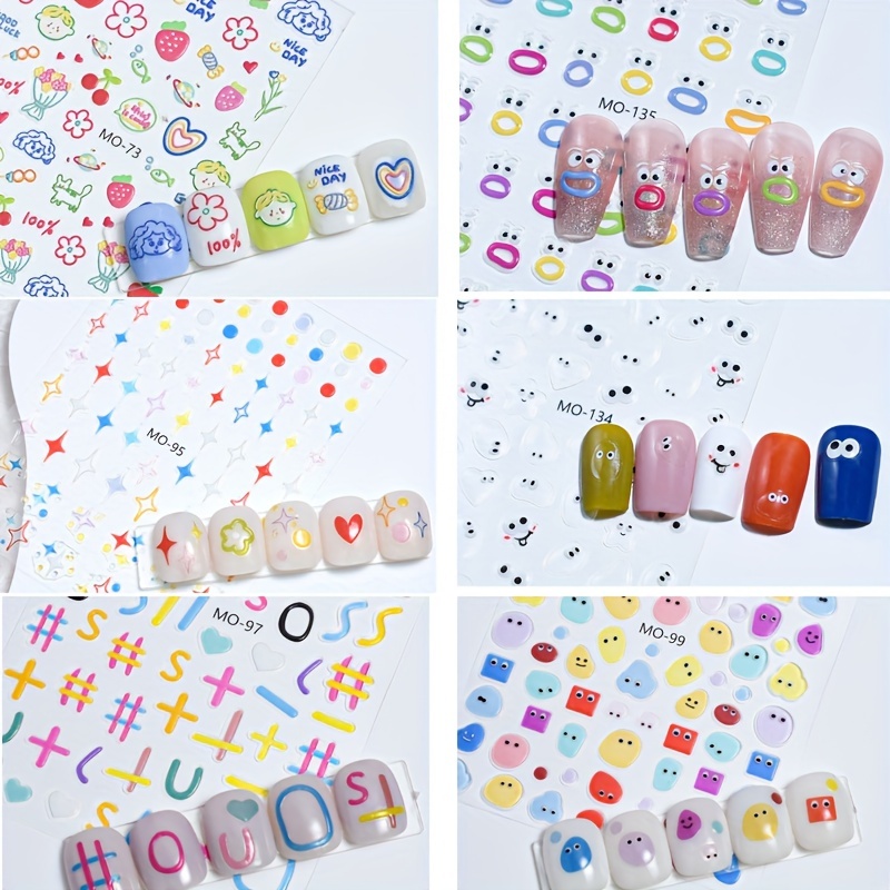 1 sheet cute cartoon design nail art stickers cute flowers leaves animals plants fruit design nail art decals for nail art decoration self adhesive nail art supplies for women and girls easter details 6