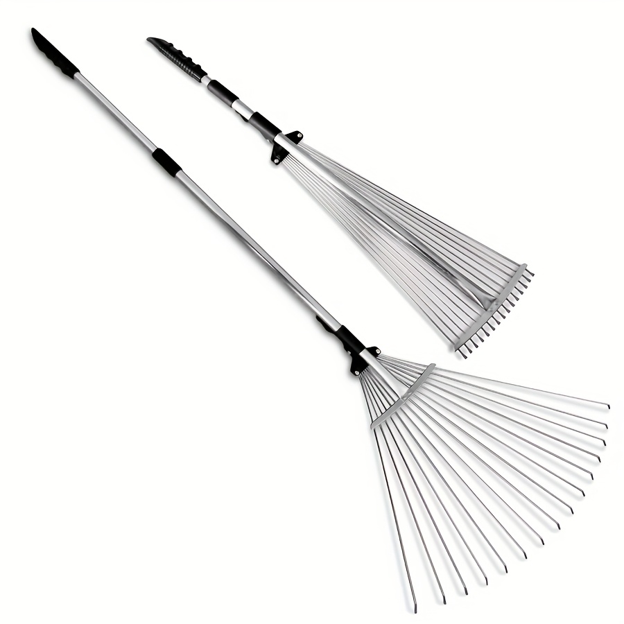 

Adjustable Rake Long Handle, Garden Rakes For Lawns Heavy Duty Leaves With -22", Collapsible & Telescopic - Garden, Yard, & Lawn - Ideal For Leaves, Shrubs & Small Areas.