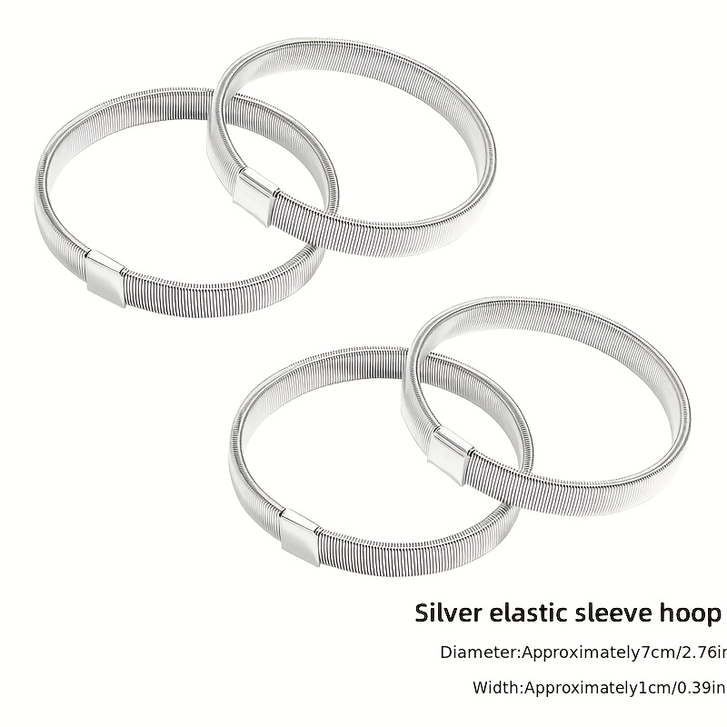 TEMU 4-pack Metal Square Buckle Elastic Sleeve Cuffs For Shirt Blouse Suit Shortening Fixing Cuff Band Anti-slip Binding Strap Tightening Tool, Shirt
