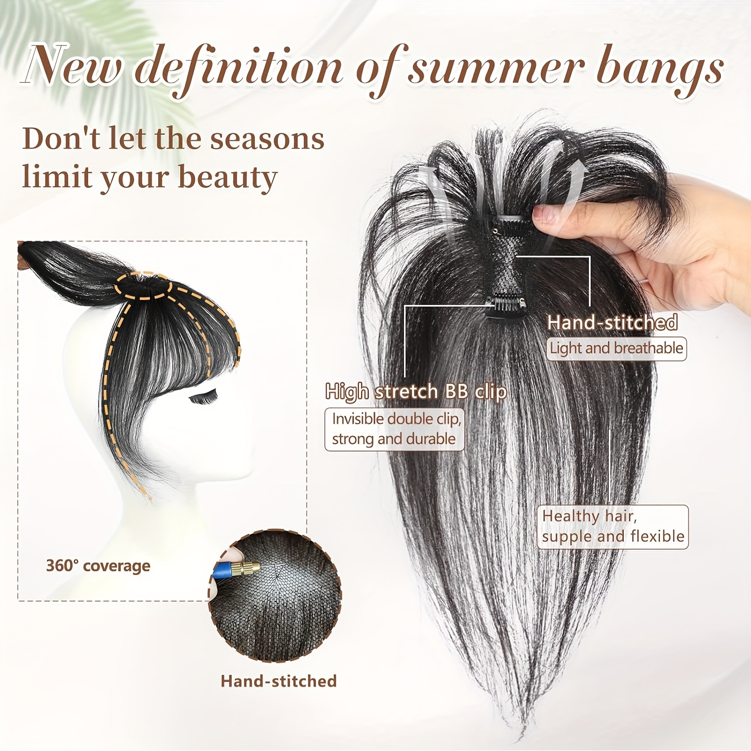 mothers day thin 3d wispy air fringe bangs clip in 100 real   human hair front hairpiece 360 cover     details 3