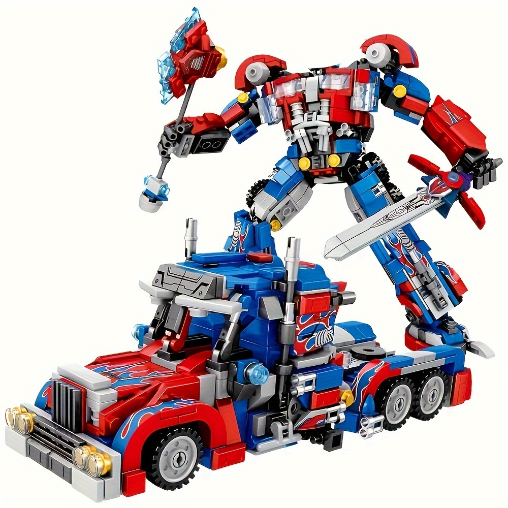 Robot Building Toy Set, 2in 1 Transforming Robot Building Kit, Construction Truck Blocks Set