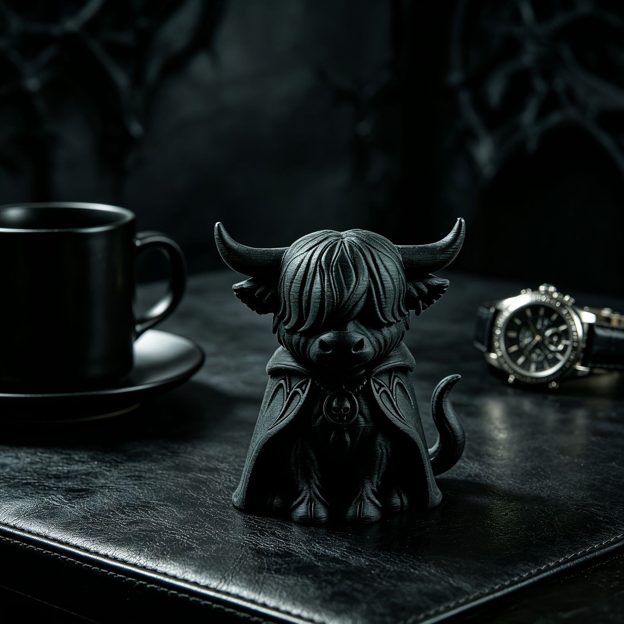 TEMU Figurine de vache des gothique - Statue en plastique PLA de style , miniature de 3,07 pouces adaptée pour la décoration de bureau, ornement de