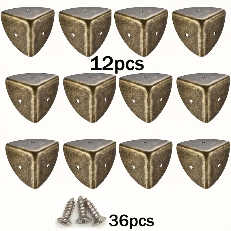 Temu 12Pcs Metal Corner Protection, Vintage Corner Protector Guard, Alloy Edge Safety Covers For Tables, Suitcases, Cabinets, Toolboxes-image