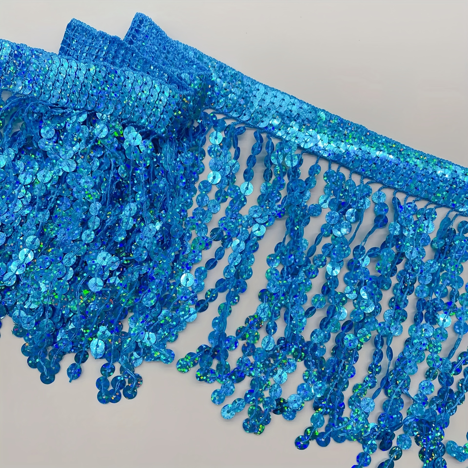 lake blue sequin fringe trim 1 yard sparkly tassel ribbon - Temu Netherlands