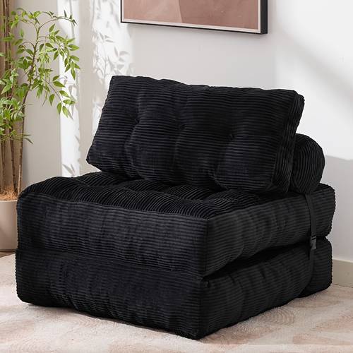 folding sofa bed convertible sleeper chair with pillow foldable mattress with back support portable fold out chair bed comfy floor sofa lounge for living room bedroom black single comfy teddy velvet couch bed