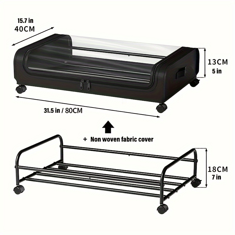 

2- Faridabio Bed Storage Containers, 15.7x31.5x18in Steel , Shoe Organizer Drawer, No , For Clothes Blankets