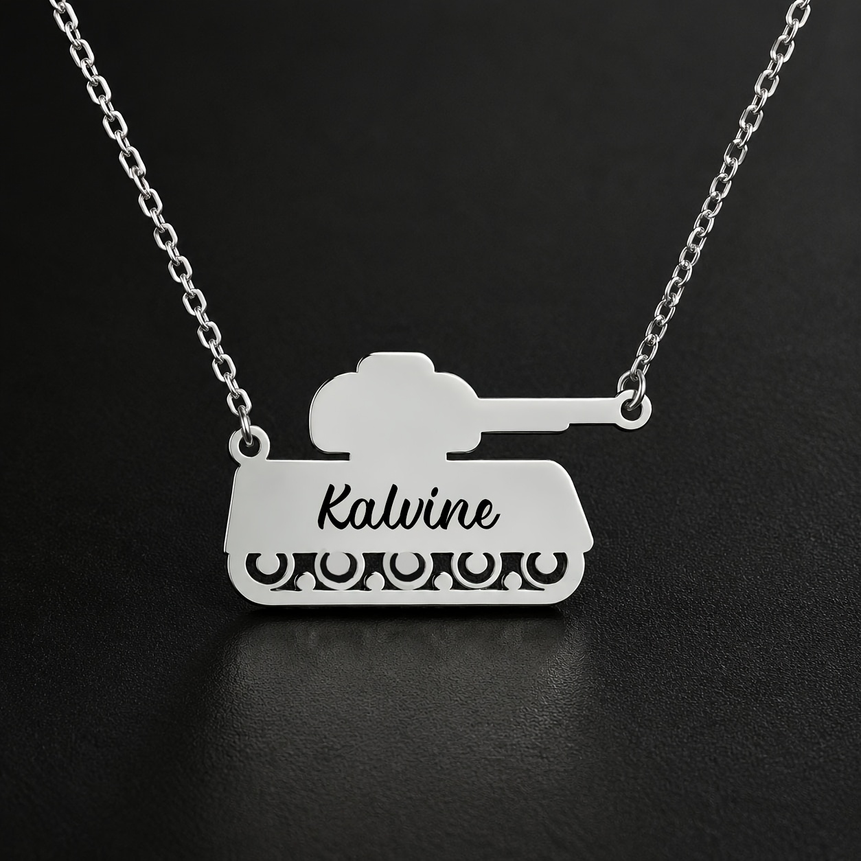 Custom 18K Gold Plated Tank Name Necklace