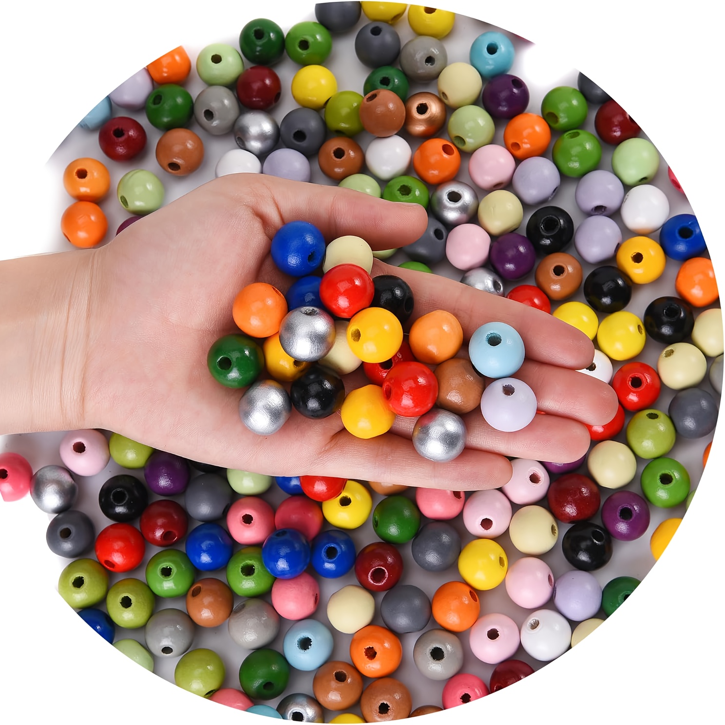 

200pcs 16mm Mixed Color Beads - Round Spacer Beads For Diy Crafts, Family Parties & Holiday Decorations