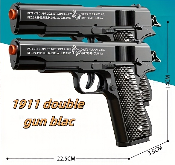 2pcs 1911 Toy Air Gun Pistol Set, New Toy Gun Soft Bullet Gun, Quick Disassembly Design, Suitable For Outdoor Shooting Games And Skill Development, THCBME