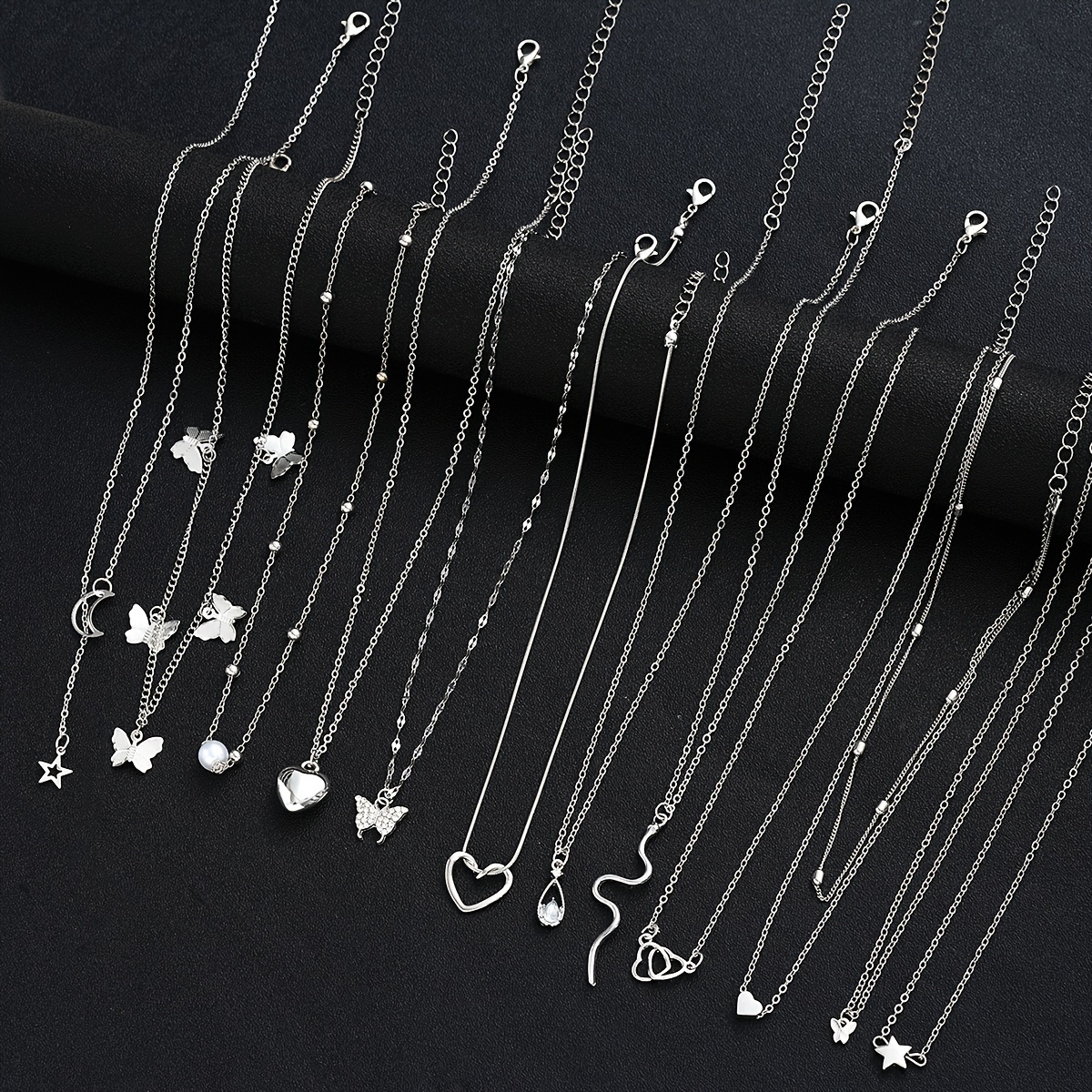 

Set Of 12 Pieces Of , , , , Snake, And Water Drill Pendant Necklace Set For Ladies, Suitable For Dates, Vacations, Gifts, And .