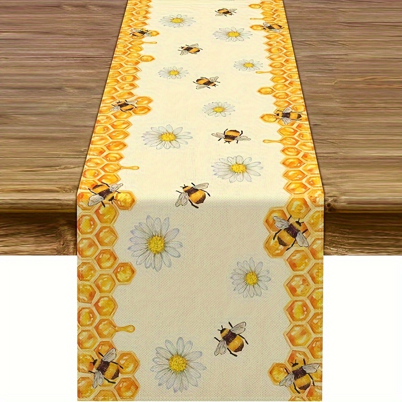 

Bee & Daisy Polyester Table Runner 13x72" - Rectangular Woven Dining Decor For Indoor/outdoor, Christmas & Birthday Celebration