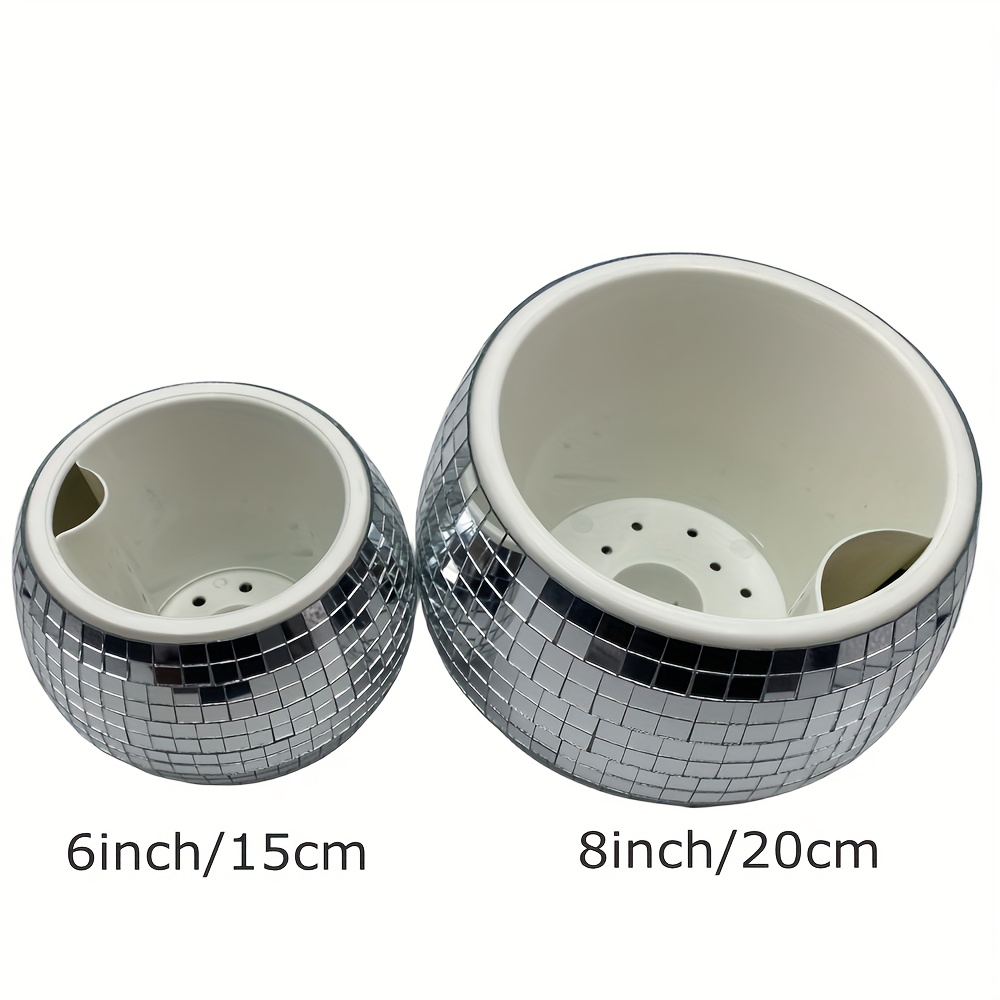 Image of 1pc Handmade Boho Disco Style Planter Fashionable Handmade Tabletop Style Selfwatering Flower Pot Home Decoration Plastic Disco Flower Pot Gardening Gift