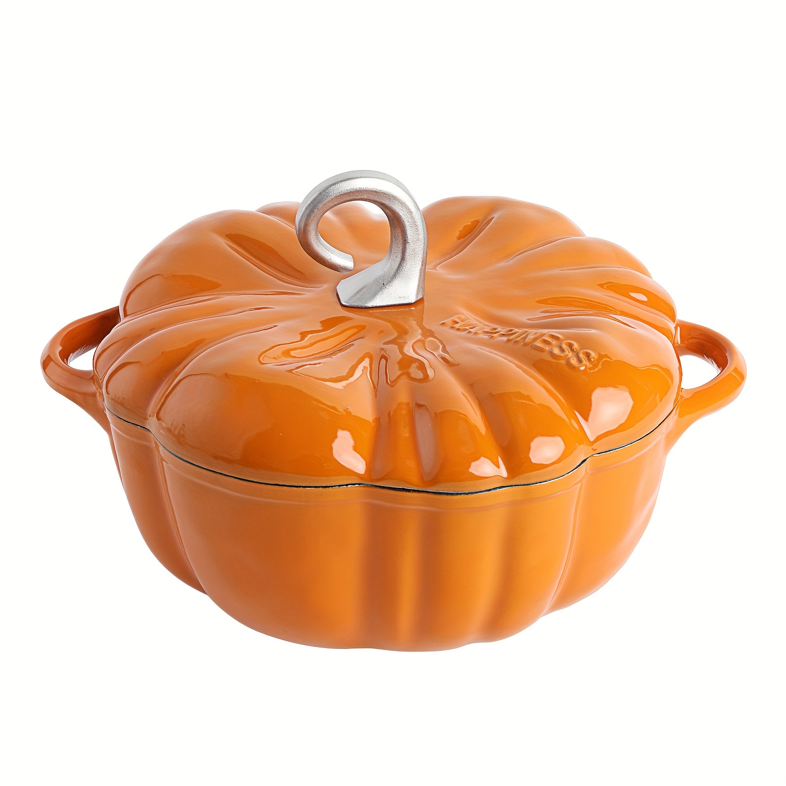 

1pc, Pumpkin Cast Iron Dutch Oven, 3.5 Qt Pumpkin Dutch Oven Pot With Lid, Pumpkin Shaped Enamel Pot Crock Cocotter Pot Soup Pot