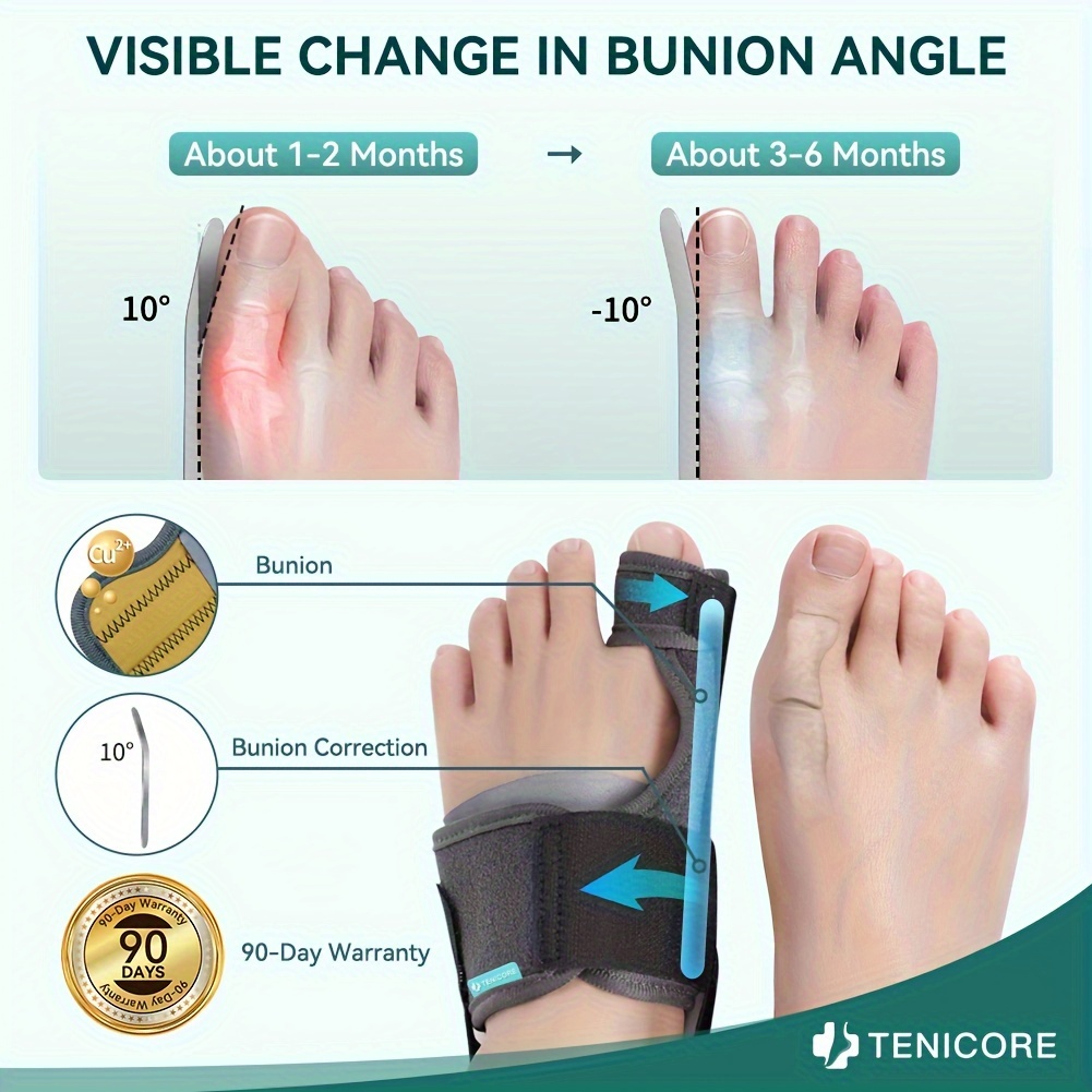  bunion corrector for women men big toe 1 pair adjustable bunion splint with 2 angle bar bunion pads toe straightener with double non slip strap for day details 1