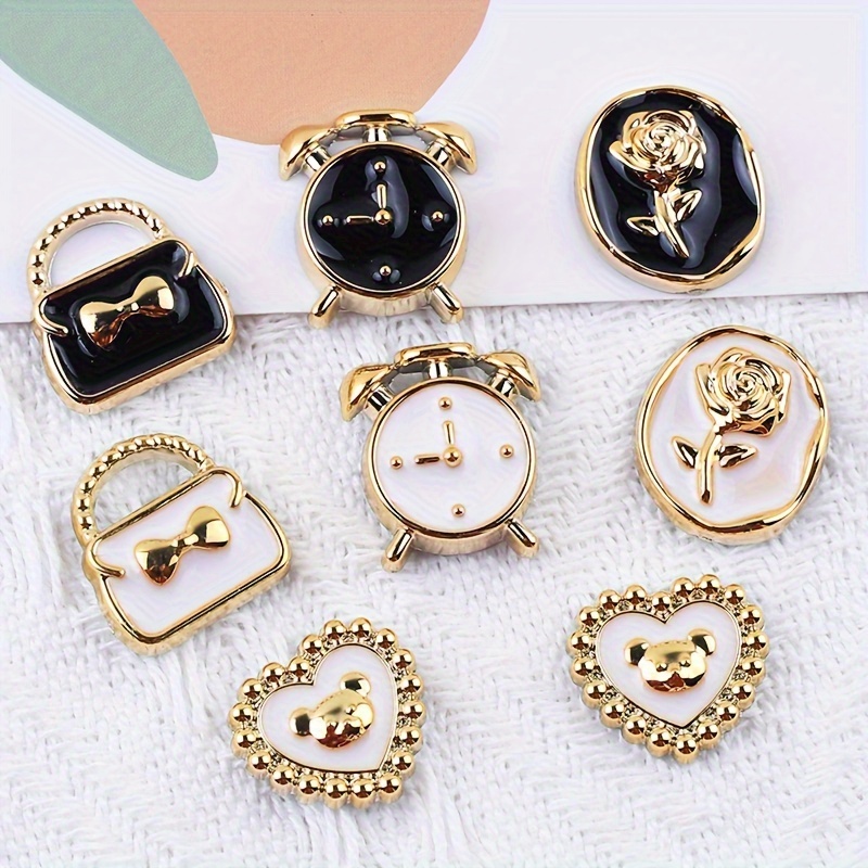 

10pcs Fashion Resin Charms Set, Assorted Clock, Rose, Heart Designs For Making, Pendant Necklace, Phone Case, Keychain Accessories - No , Charms For Jewelry Making