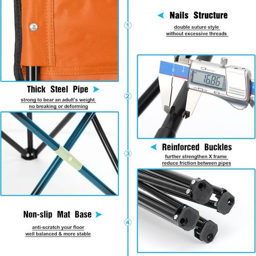 sunday outdoor foldable portable camping chair para sa mga , mag-suporta ng 275lbs at may storage bag