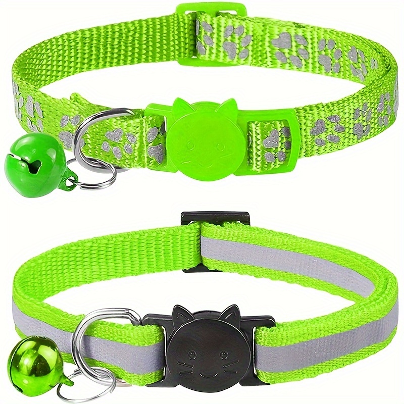2pcs Reflective Cat Collars With Bells - Nylon For Kittens & Small Dogs, Detachable Accessory, Collars For Cats