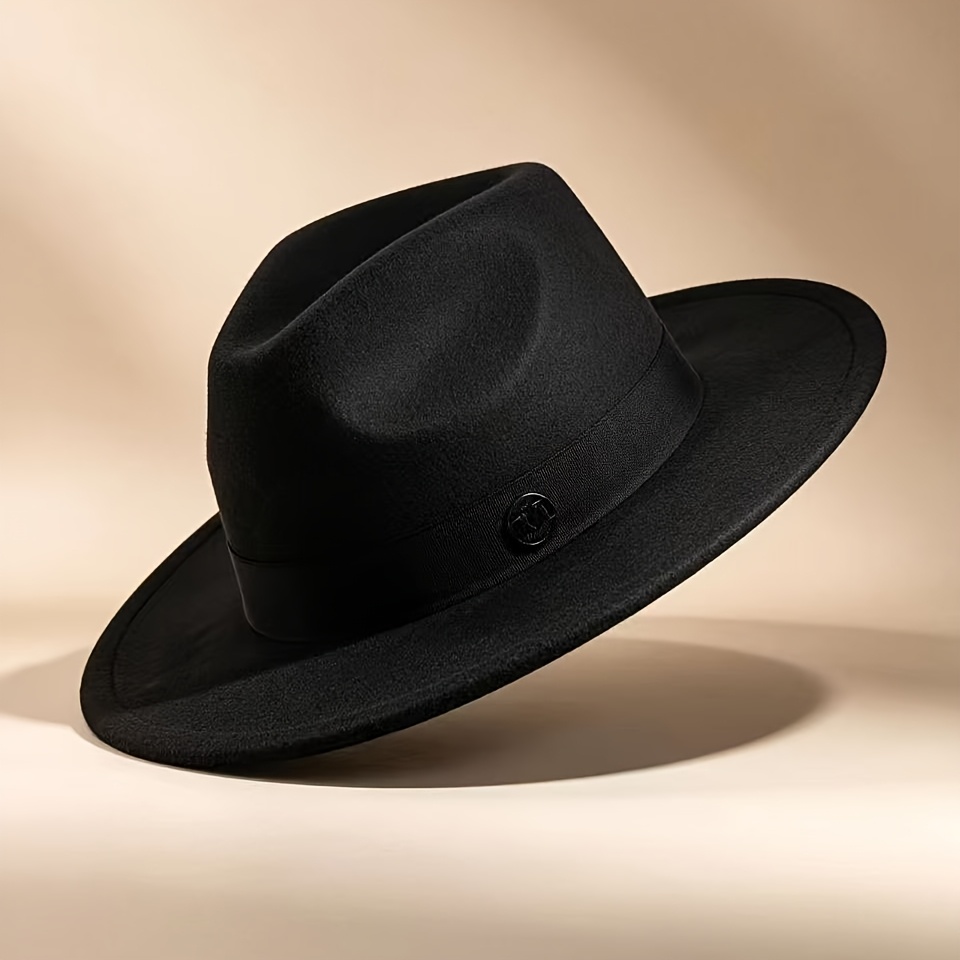 TEMU Chapeau de soleil rétro, bande décorative M-Mark, chapeau de voyage en feutre pour les vacances