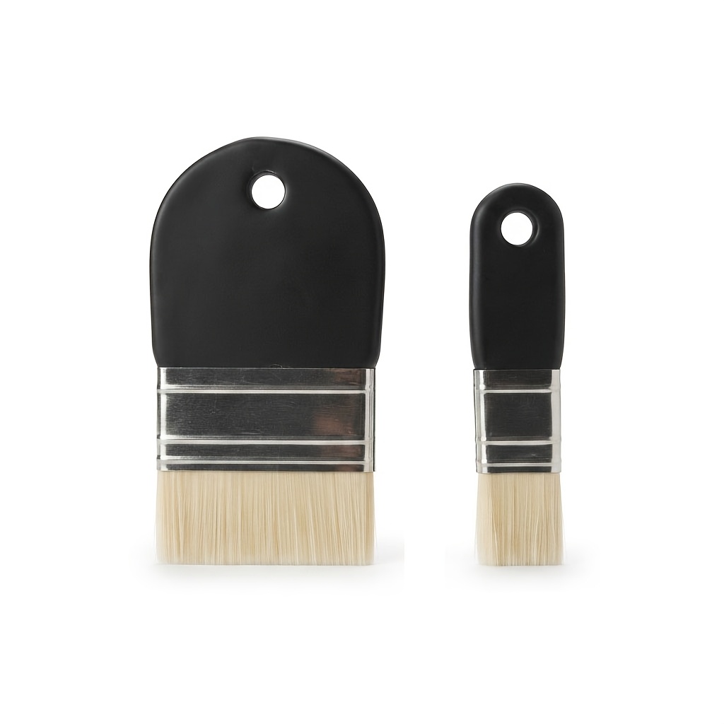 TEMU 2pcs Wide Flat Paint Brushes, Soft Synthetic Bristle Flat Wash Brushes, Heavy Duty Background Painting Brushes For Acrylic, Oil Paint,