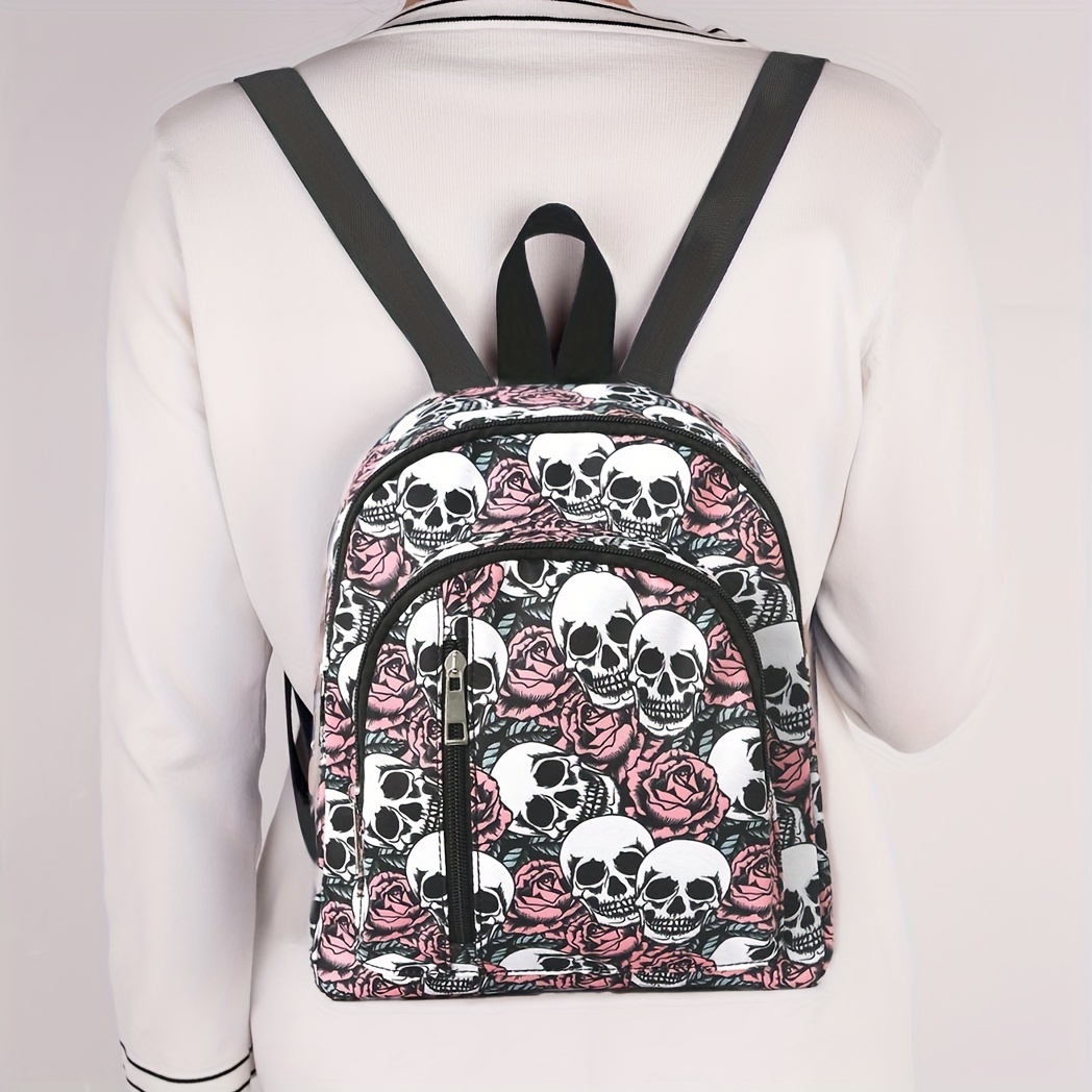 New! Women Fashion Skull & Flower Pattern Backpack, Gothic Style Daypack Amazon.com: ALAZA Skull Roses Flowers Small Backpack Purse  main image 2