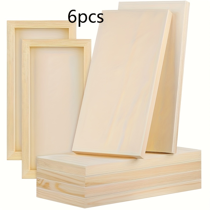 6- Pine Wood Art Panels, 12x6 Surface, 0.8 Inch Thick Durable Wooden Boards For Painting, Drawing & Crafts, Ideal Gift For Artists & Hobbyists - Christmas, Halloween, Thanksgiving