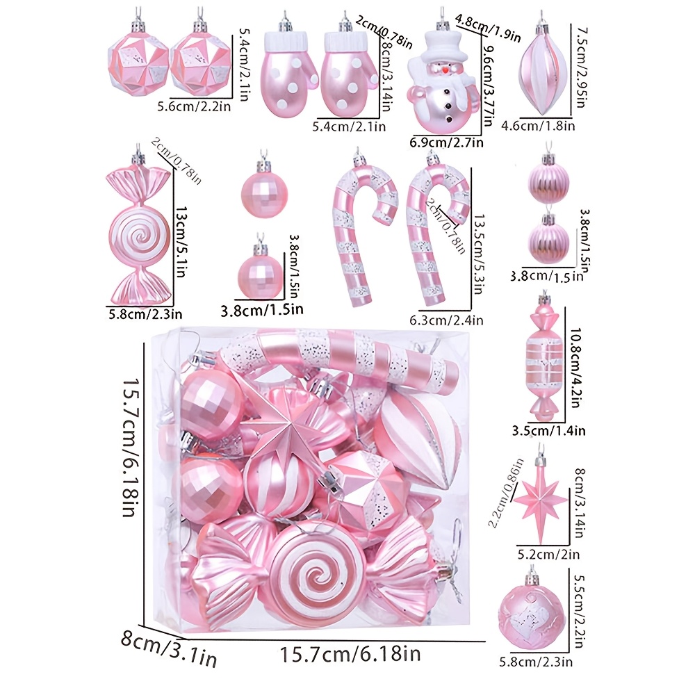 TEMU 16pcs Assorted Shaped Christmas Ornament Set, Colorful Plastic Christmas Baubles For Christmas Tree Holiday Decoration Hanging Ornaments