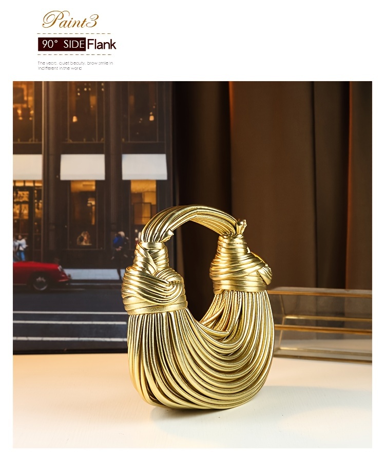 Glossy Trendy Design Sense Handmade Dumpling Bag Hand-Held Crossbody Bag Knotted Rope Noodles Bag Fashionable Personality Female Bag