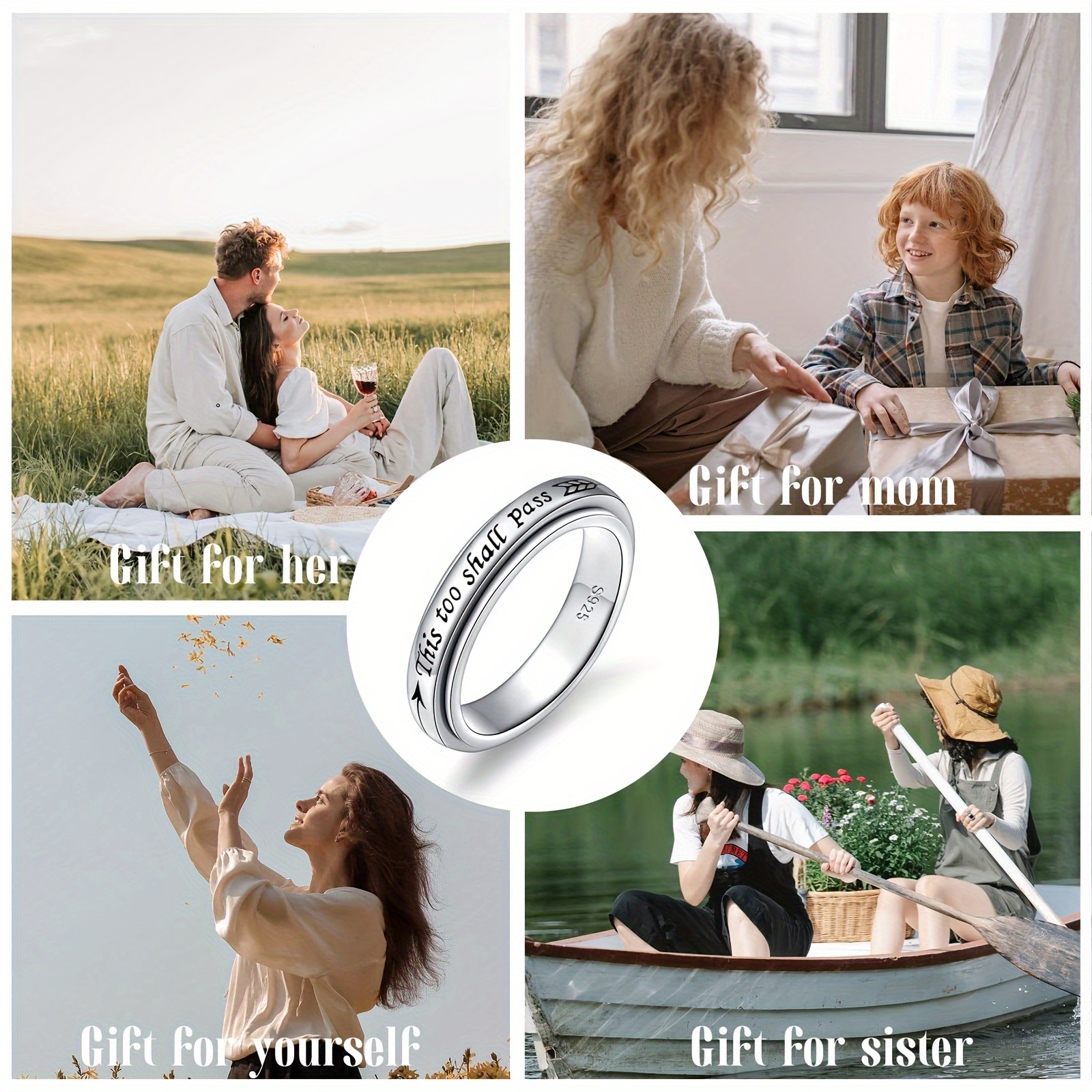 925 sterling silver this too shall pass rotating ring   us size bohemian vintage style adjustable for women Product details 6