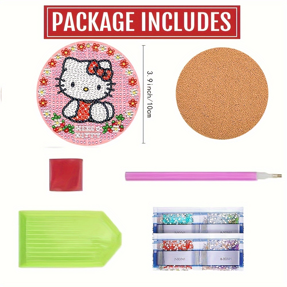 Hello Kitty Diy Diamond Painting Coasters Kits diy - Temu