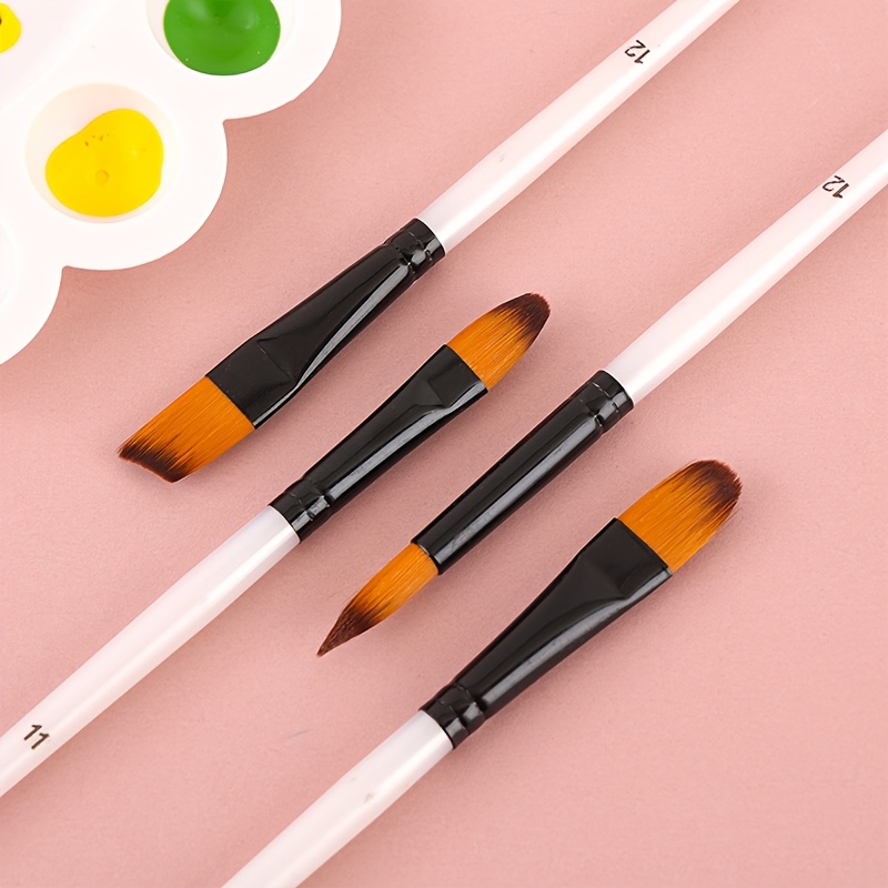 12pcs Set of Beige Bristle Professional Paint Brushes