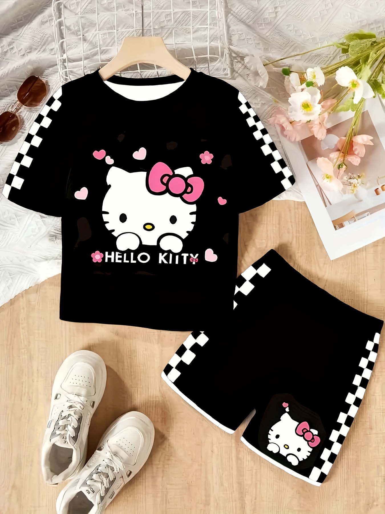 Girls Clothes Set Summer Cartoon Vest Short Pants Children
