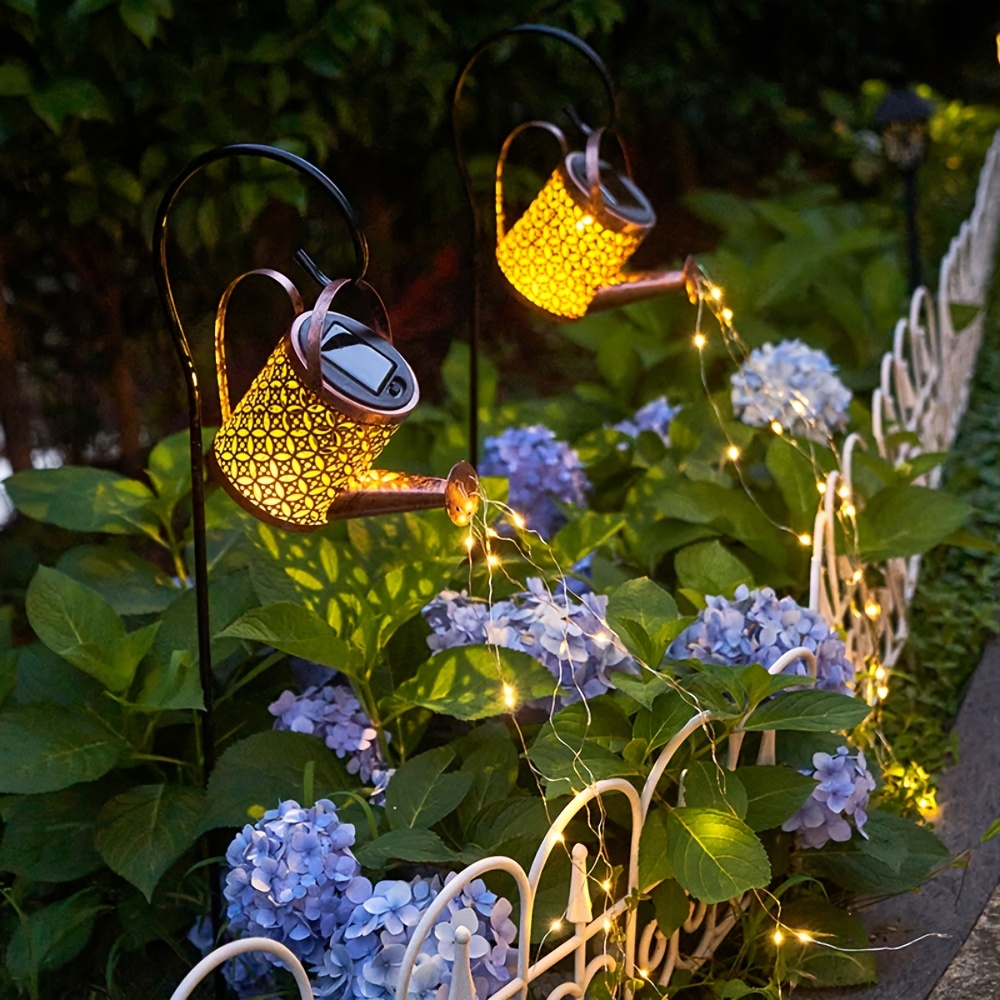 

Solar Garden Led Light, Hollow Watering Can Lights Outdoor Decoration, Garden Stake Light For Pathway Yard Lawn Patio Landscape Decor