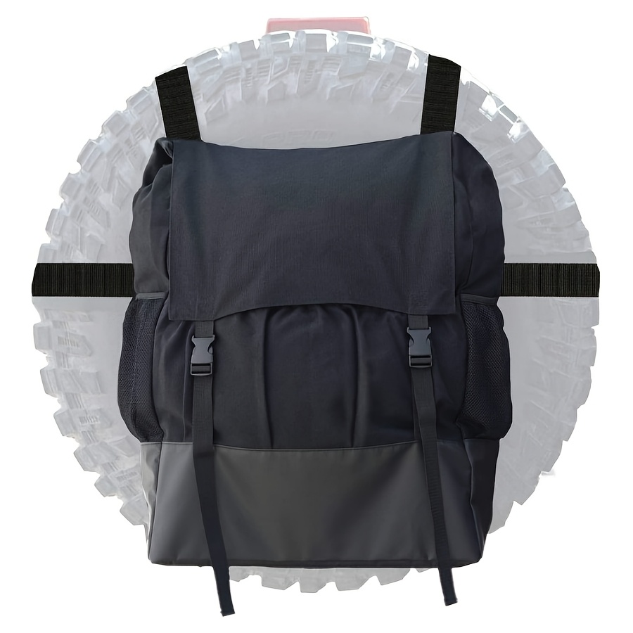 TEMU Car Spare Tire Storage Bag - Suv Truck Emergency Tool Organizer With Trash Compartment