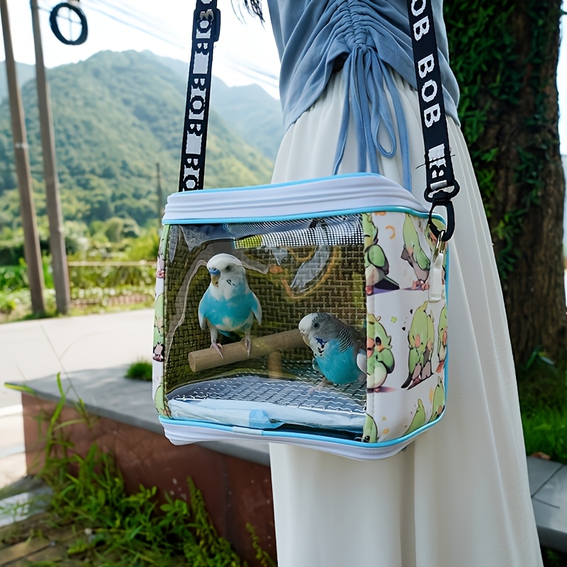 Portable Pet Bag Breathable Anti-Escape, Removable Transparent Body Bag, with Handle And Adjustable Shoulder Strap, Suitable for Parrots, Lizards, Geckos And Other Small Pets, Outdoor Travel Carry Bag, Pet Outing Training Essential