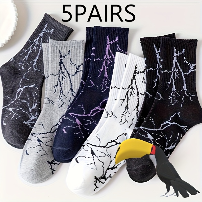 5-pack Mid-calf Socks, Fashionable And Versatile College Style