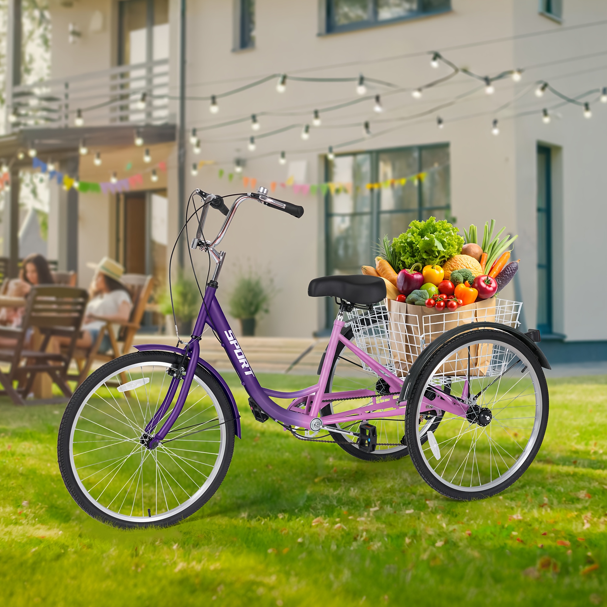 Basket Adult Tricycle Purple Adult Tricycle, Adult Tricycle 26