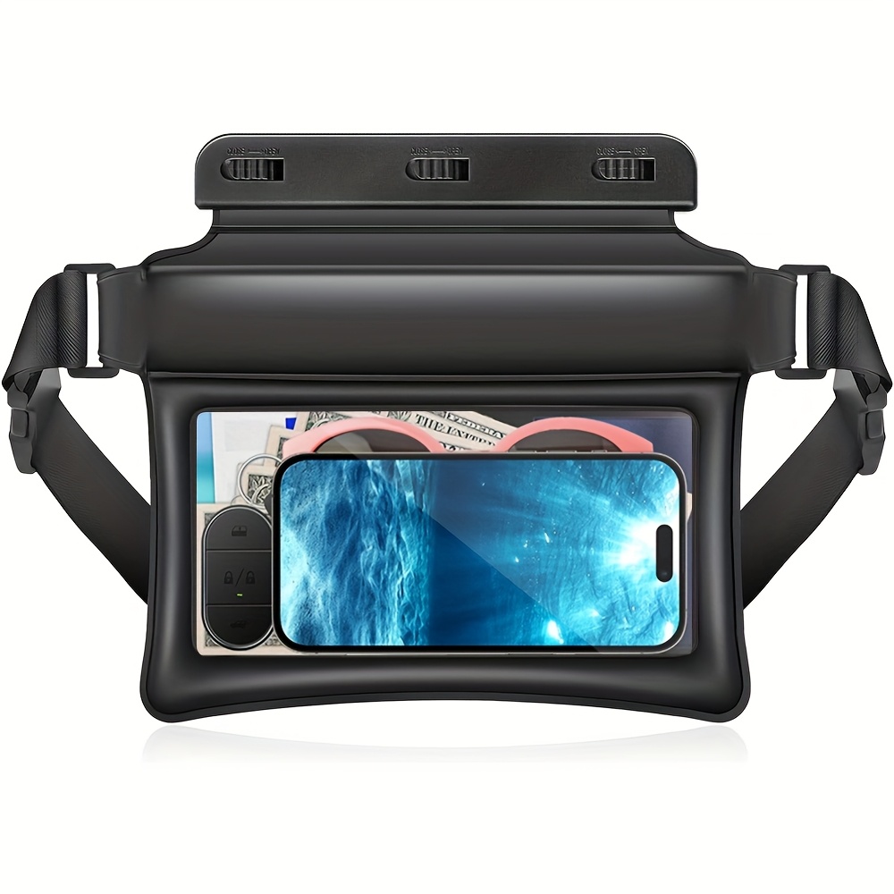 Image of 1pc Belt Bag - Cruise Essential Items, Adjustable Waistband Ipx8 For Iphone & Galaxy .5 Inches, Ideal For Beach, Swimming, Hiking