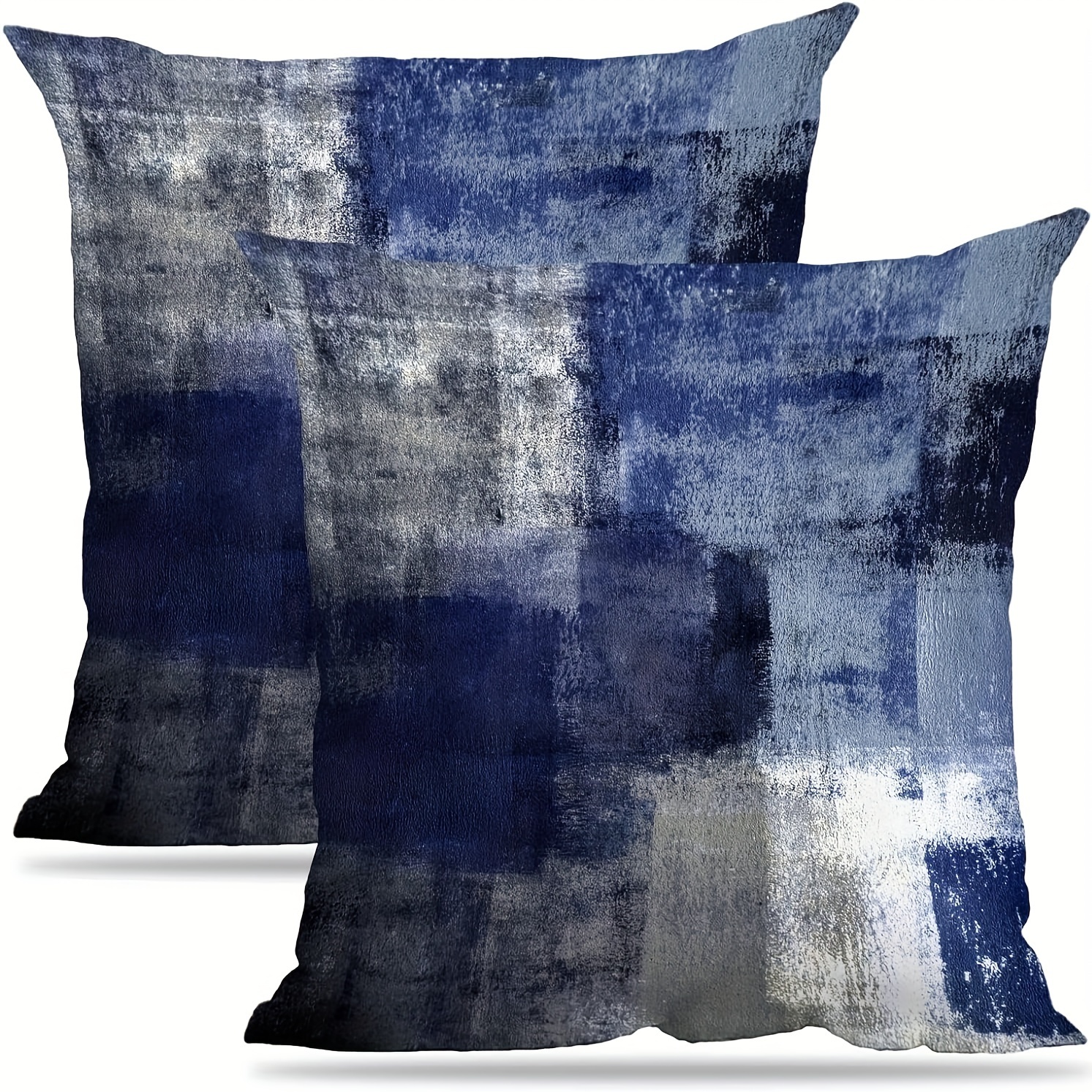 

Navy Blue 20x20 Pillow Covers Set Of 2, Gray White Abstract Art Aesthetic Square Accent Decorative Throw Pillow Covers, Soft Throw Pillows For Couch Sofa Bedroom Living Room