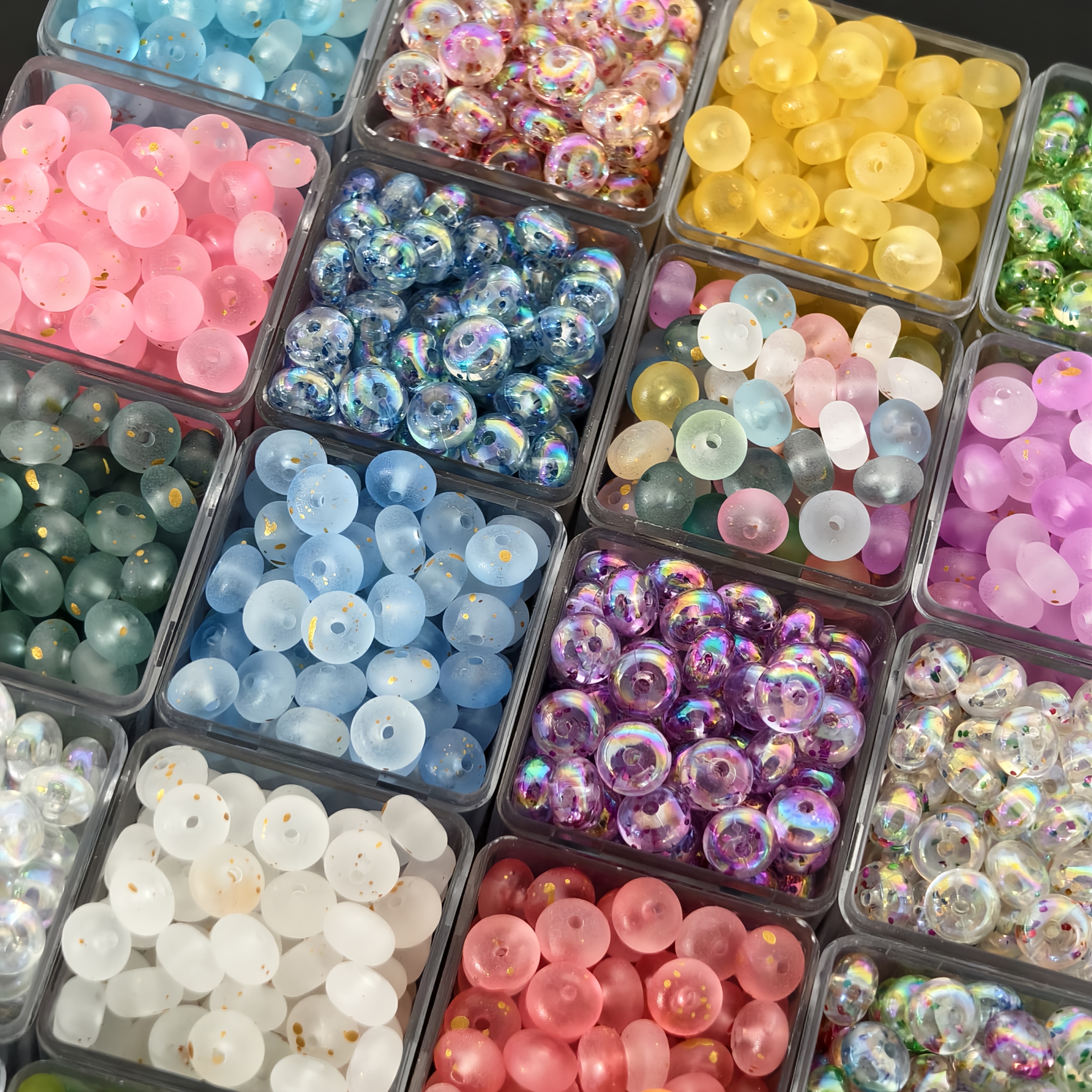 TEMU 102 pièces de perles abaque en acrylique de 8 mm de haute qualité, 20 couleurs mélangées, perles éblouissantes tridimensionnelles adaptées au