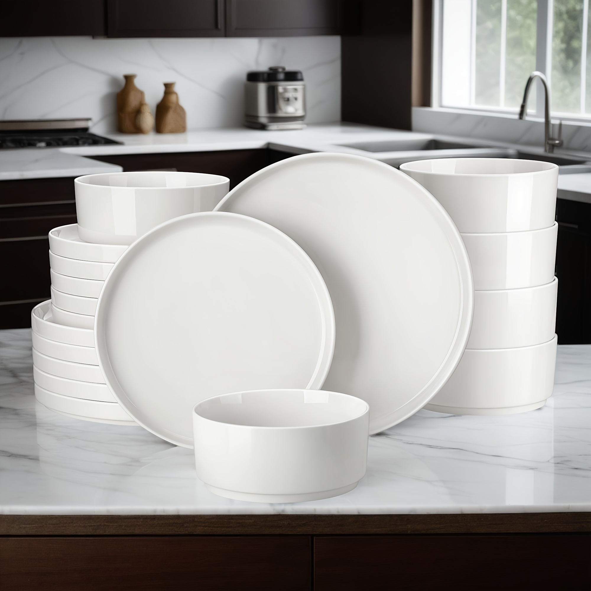 TEMU 18pcs Dinner Sets For 6 People, 18pcs Dinnerware Set, Plates And Bowls Set, Dinner Plates, Salad Plates, Cereal Bowls
