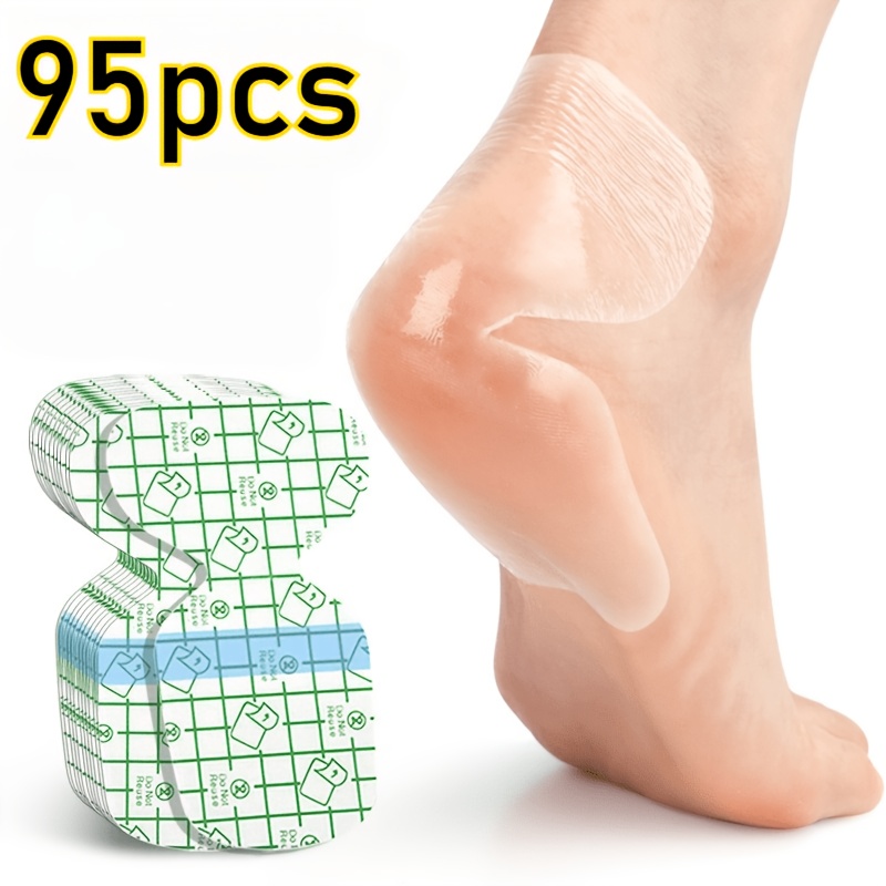 Image of 95pcs Invisible Moisturizing Heel Pads, Breathable Cushion Inserts, Cracked Heel Protectors, Skin-soft Patches For , Beige Foot Care Anti-slip Heel Sleeves, Heel Crack Gel