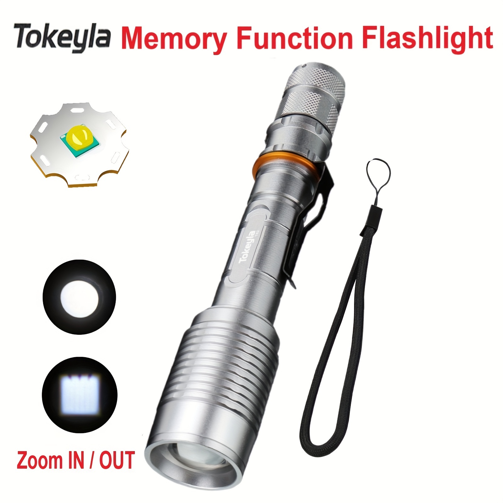 

1pc/a Set Led Flashlight Rechargeable 5 Modes Zoom Torch Lamp With Memory Function, Suitable For Household, Outdoor Activities, Dog Walking, Hiking, Hunting, Camping, Fishing.