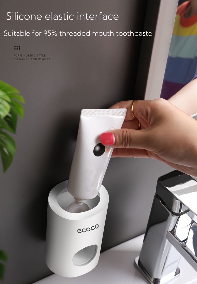 1pc bathroom supplies punch free self toothpaste dispenser easy to remove and wash toothpaste automatic toothpaste squeezer white Product details 4