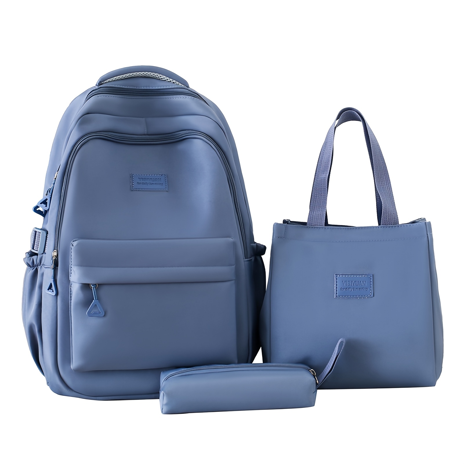TEMU Nuevo Set de Mochila de Gran Capacidad en Color Sólido, Perfecto para Viajes, Compras y Varias Ocasiones, Elegante, y Duradero