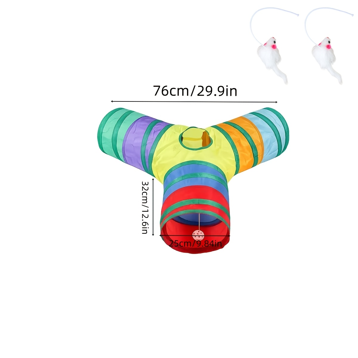 TEMU Cat Tunnel Toy, Foldable Cat Tunnel, Cat Burrowing Device, Cat Tunnel Entertainment Toy, Rainbow Tunnel Toy For Entertainment And Physical
