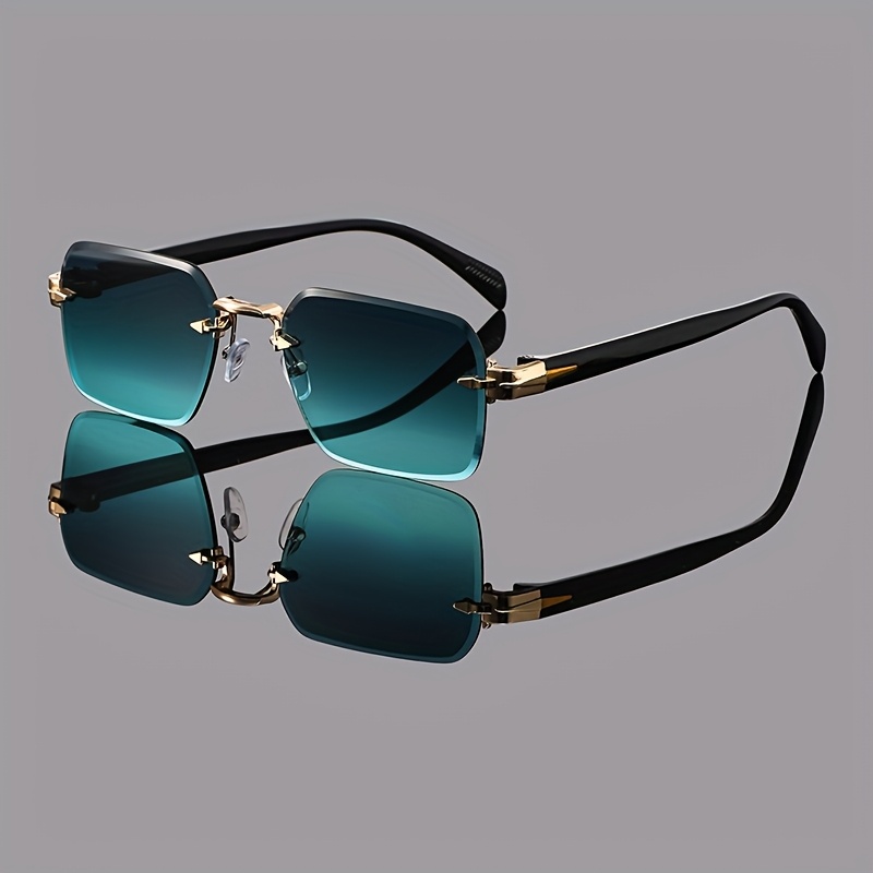 1 pair of frameless rectangular sunglasses classic multicolor elegant vintage fashion decorative sunglasses suitable for daily wear vacation travel beach parties music festival outfits unisex must have for  