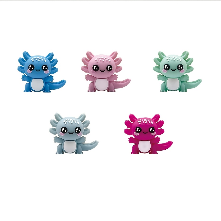 Image of 5pcs Silicone Theme 3d Axolotl Spacer Character Beads For Jewelry Making Diy Creative Special Beaded Pens Decors Bracelet Handmade Craft Supplies