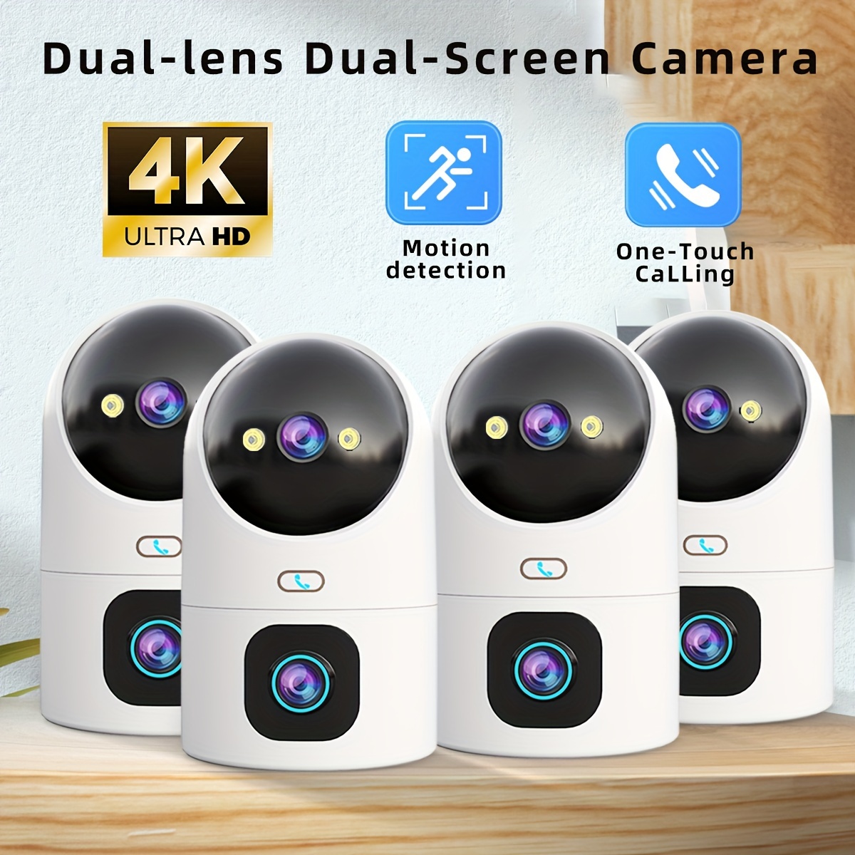 

4pcs 4k Ptz Wireless Ip Camera 5g Wifi Dual-lens Dual-screen Camera Automatic Tracking Baby Care Monitor Street Security Camera