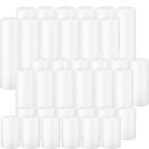 36 pack unscented pillar candle set 3 sizes white 38 hour long design weddings dinners home decor large candles