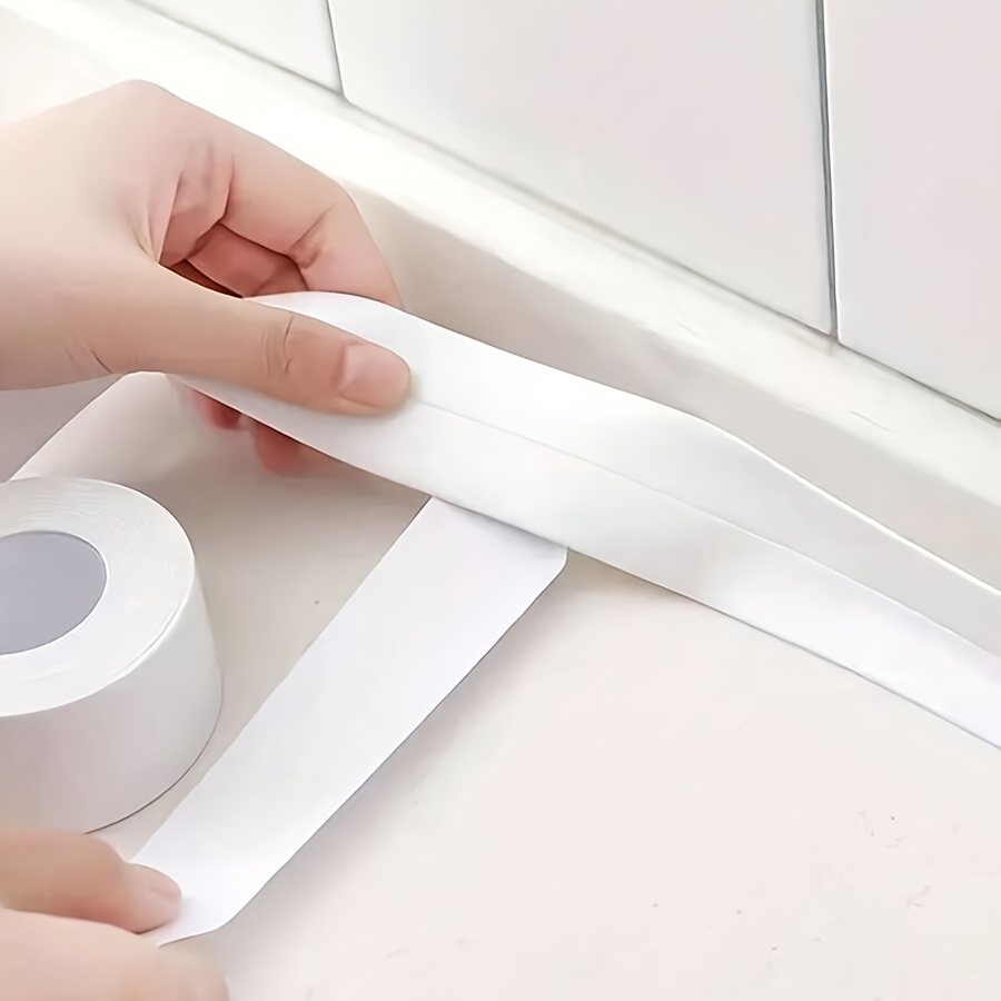 4 rolls caulk tape long lasting self   waterproof strips for bathroom kitchen mold resistant caulking tape instant application no tools needed peel and stick details 0
